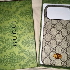 Gucci Monogram Beige and Gold Phone Case